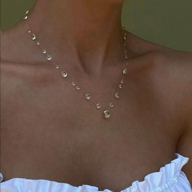 Resin Art Necklace - Clear Water Drop Necklace Transparent Raindrop