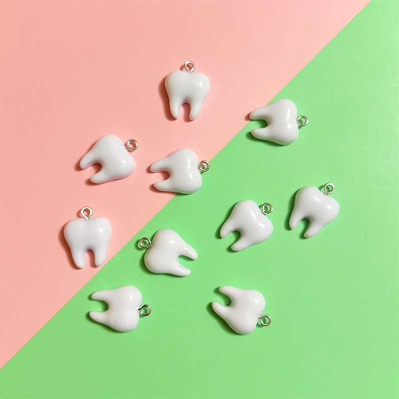 Resin Art Essentials - 10pcs Cute White Teeth Resin Pendant