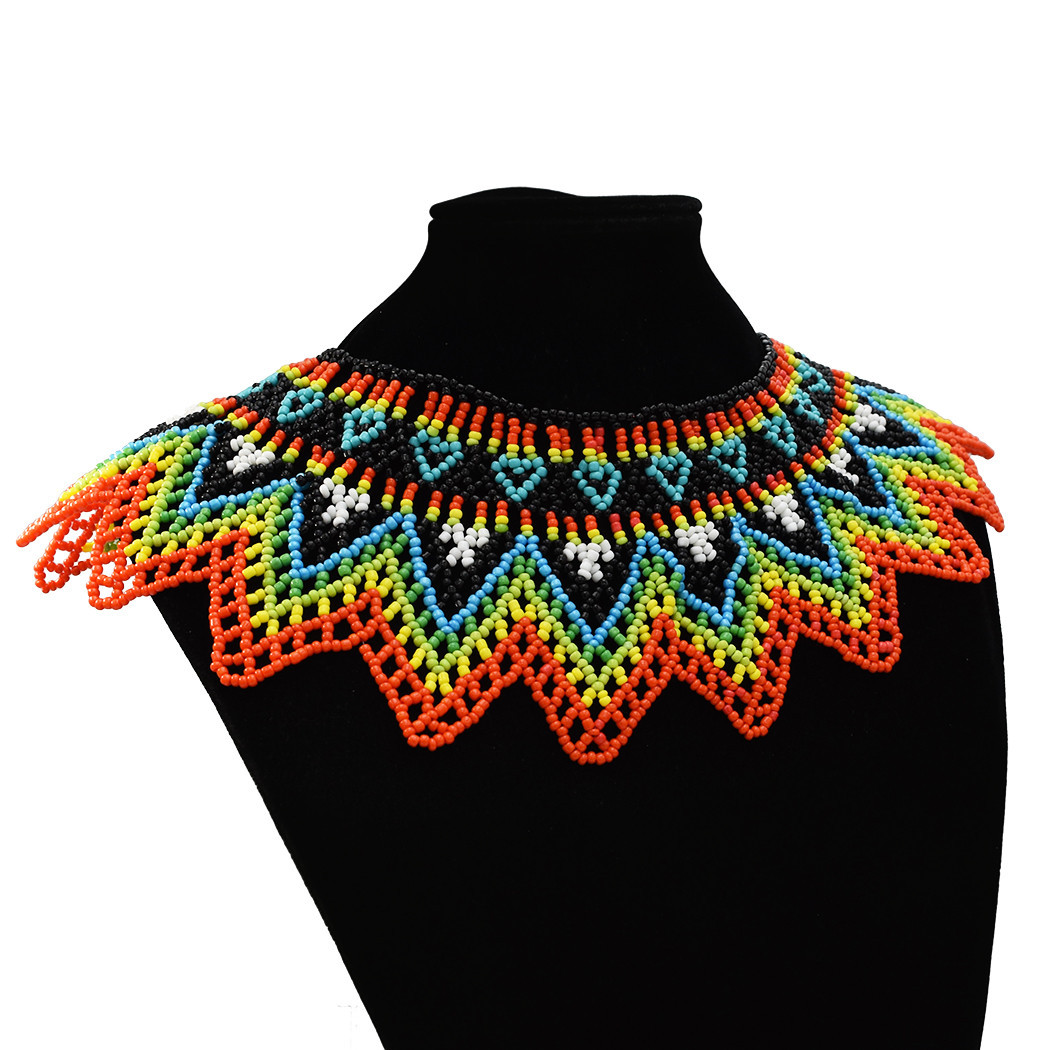 Resin Art Necklace - Handmade Multicolor Resin Seed Bead Woven