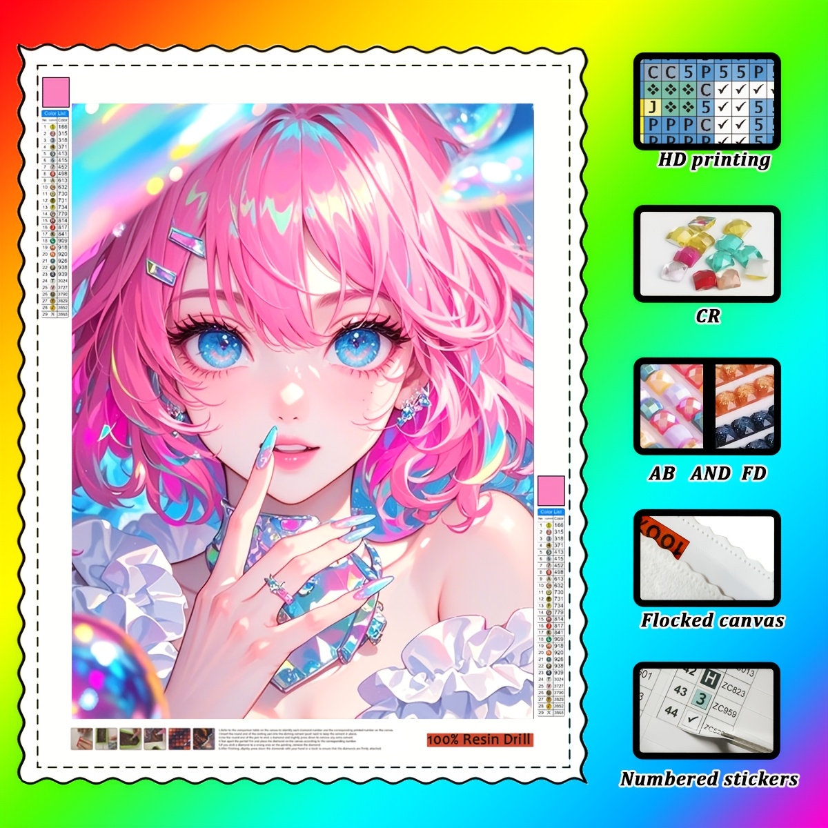 Resin Art Ring - Wowo Art, a pink cartoon girl