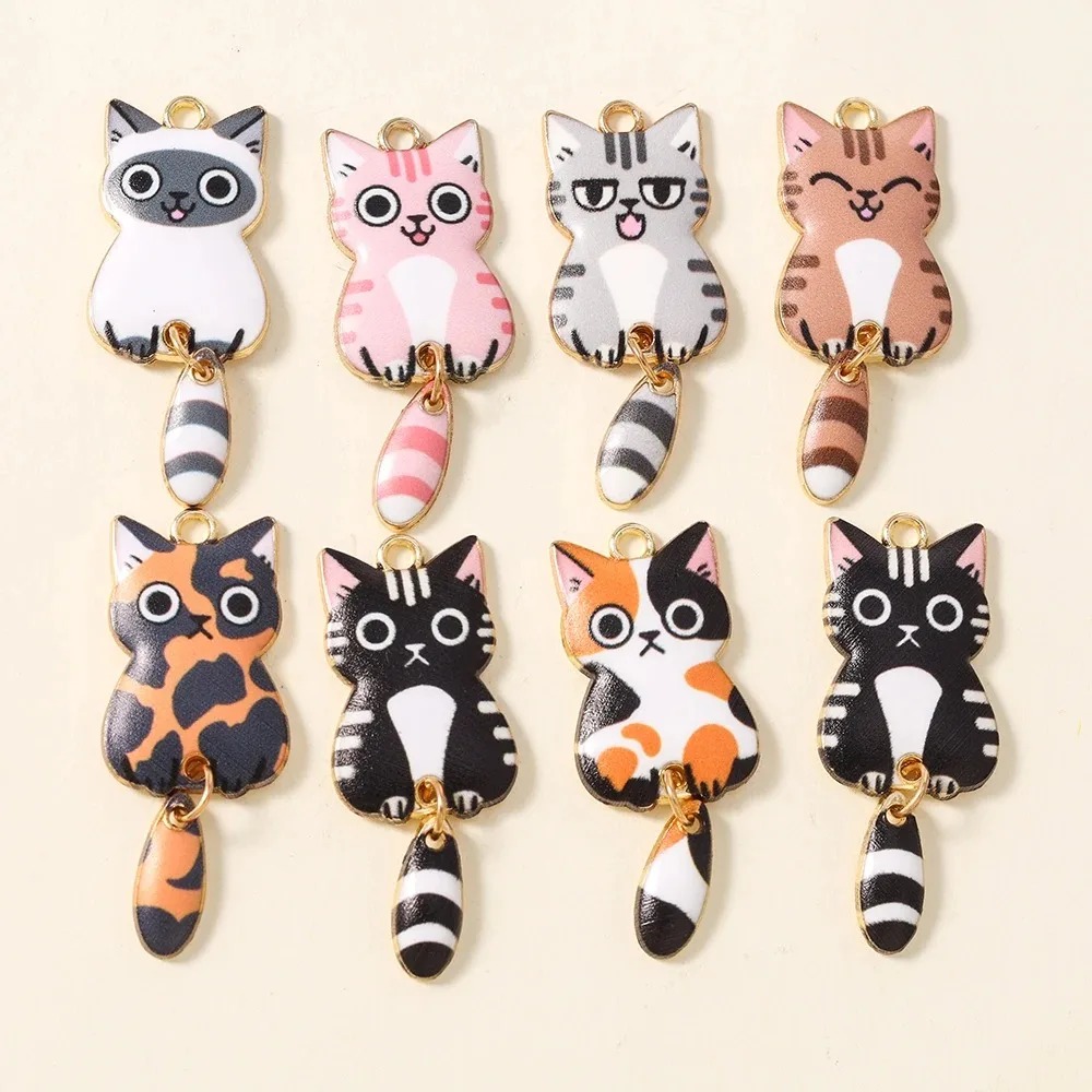 Resin Art Jewellery - 10Pcs 16×39mm Cute Cartoon Cat Resin