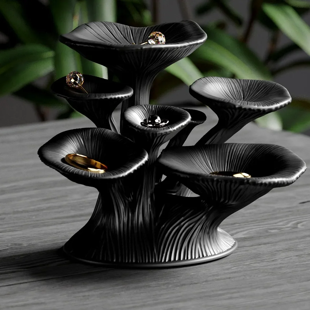 Resin Art Ring - 3D Printed Mushroom Shape Shelf, Cute