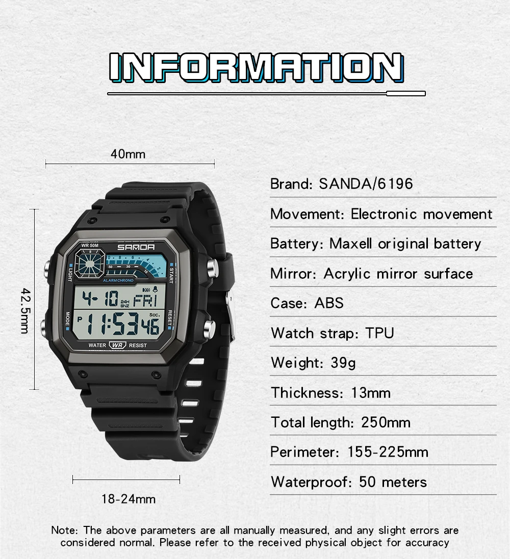 SANDA 6196 Men Electronic Watc - Resin Art Underwater recension och pris