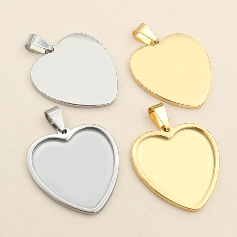 5Pcs Stainless Steel Heart Bla - Resin Art Necklace recension och pris