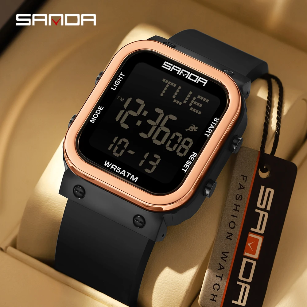 SANDA Digital Watch Men Milita - Resin Art Underwater recension och pris