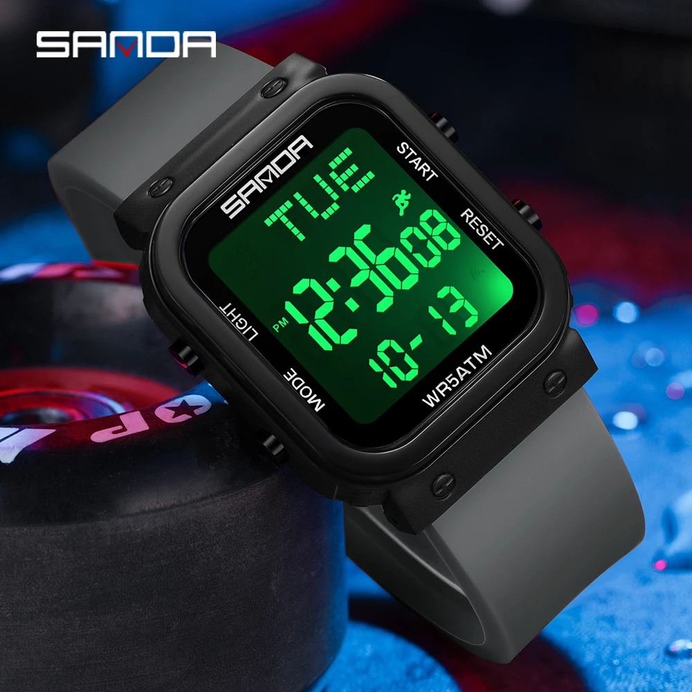 SANDA Digital Watch Men Milita - Resin Art Underwater recension och pris