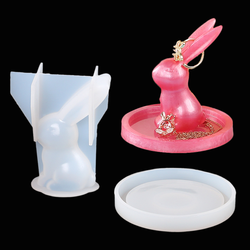 2Pcs 3D Bunny Ring Holder Sili - Resin Art Ring recension och pris