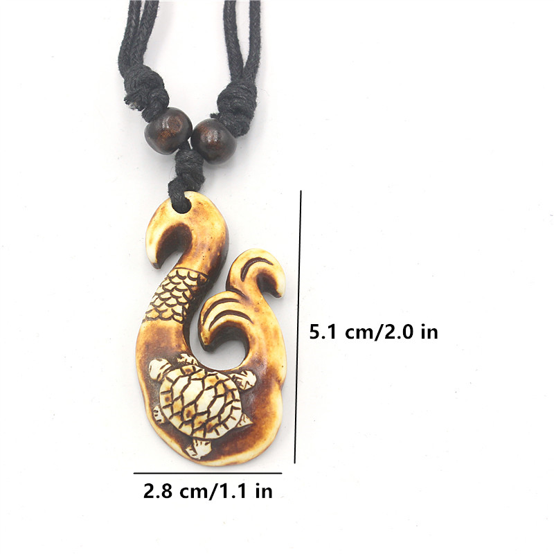 RUEMOY Maori Fish Hook Sea Tur - Resin Art Necklace recension och pris