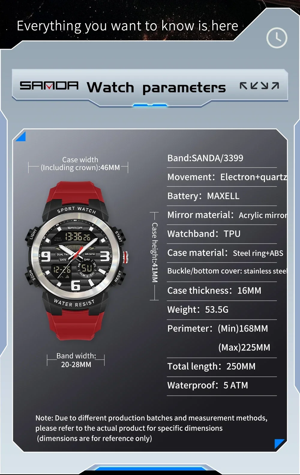 SANDA Multifunction Men Watch  - Resin Art Underwater recension och pris